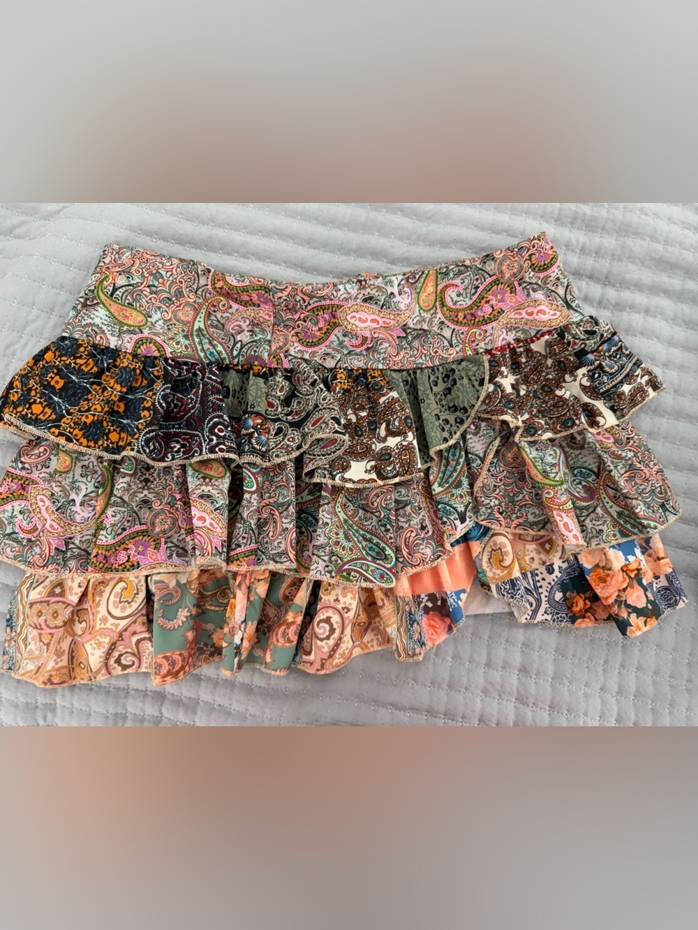 SHEIN Multi-Color Paisley Ruffle Mini Skirt